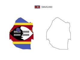 eswatini carte ville vecteur divisé par le style de simplicité de contour. ont 2 versions, la version en ligne fine noire et la couleur de la version du drapeau du pays. les deux cartes étaient sur fond blanc.
