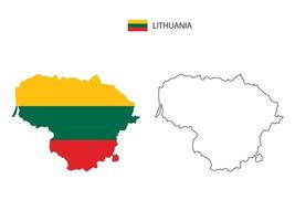 Lituanie carte ville vecteur divisé par style de simplicité de contour. ont 2 versions, la version en ligne fine noire et la couleur de la version du drapeau du pays. les deux cartes étaient sur fond blanc.