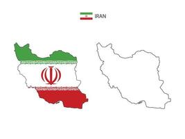 iran carte ville vecteur divisé par le style de simplicité de contour. ont 2 versions, la version en ligne fine noire et la couleur de la version du drapeau du pays. les deux cartes étaient sur fond blanc.