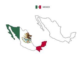 mexique carte ville vecteur divisé par style de simplicité de contour. ont 2 versions, la version en ligne fine noire et la couleur de la version du drapeau du pays. les deux cartes étaient sur fond blanc.