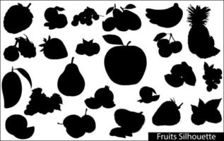 jeu d'icônes vectorielles de silhouettes de fruits vecteur