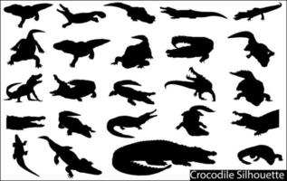 un ensemble de silhouette de crocodile vecteur