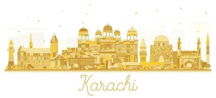 silhouette dorée de la ville de karachi pakistan. vecteur