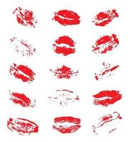 impressions de baiser de rouge à lèvres isolés sur fond blanc. vecteur