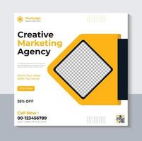 conception de bannière d'agence de marketing créatif, modèle de publication sur les médias sociaux d'entreprise, bannière web, couleur jaune, image vectorielle pro vecteur