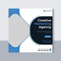 conception de bannière d'agence de marketing créatif, modèle de publication sur les médias sociaux d'entreprise, bannière Web, bannière d'offre, couleur bleue, image vectorielle pro vecteur
