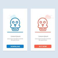 crâne crâne mort homme médical bleu et rouge télécharger et acheter maintenant modèle de carte de widget web vecteur