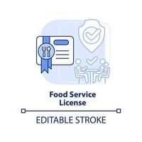 licence de service alimentaire icône de concept bleu clair vecteur