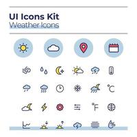 kit d'icônes d'interface utilisateur météo vecteur