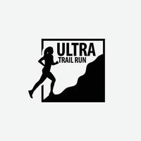 illustration vectorielle du logo ultra trail running sur fond blanc vecteur