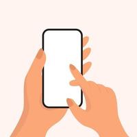 écran tactile de smartphone à l'aide d'illustration vectorielle d'affichage vierge à la main vecteur