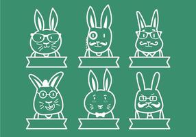 Hipster Ensemble d'illustration de lapin de Pâques vecteur