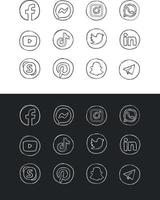 logos de médias sociaux dessinés à la main vecteur