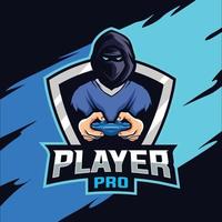 logo de jeu ninja esport joueur pro vecteur