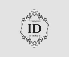 collection de logos de monogramme de mariage lettre initiales id, modèles minimalistes et floraux modernes dessinés à la main pour cartes d'invitation, réservez la date, identité élégante pour restaurant, boutique, café en image vectorielle vecteur