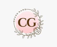 logo féminin cg initial. utilisable pour les logos nature, salon, spa, cosmétique et beauté. élément de modèle de conception de logo vectoriel plat.