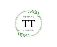 tt initiales lettre collection de logos de monogramme de mariage, modèles minimalistes et floraux modernes dessinés à la main pour cartes d'invitation, réservez la date, identité élégante pour restaurant, boutique, café en image vectorielle vecteur