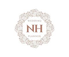 nh initiales lettre mariage monogramme logos collection, modèles minimalistes et floraux modernes dessinés à la main pour cartes d'invitation, réservez la date, identité élégante pour restaurant, boutique, café en image vectorielle vecteur