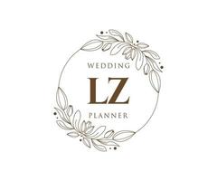 lz initiales lettre collection de logos de monogramme de mariage, modèles minimalistes et floraux modernes dessinés à la main pour cartes d'invitation, réservez la date, identité élégante pour restaurant, boutique, café en image vectorielle vecteur