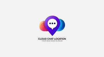 cloud chat emplacement belle icône création de logo vecteur