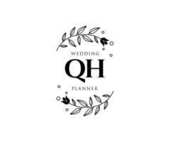 qh initiales lettre mariage monogramme logos collection, modèles minimalistes et floraux modernes dessinés à la main pour cartes d'invitation, réservez la date, identité élégante pour restaurant, boutique, café en image vectorielle vecteur