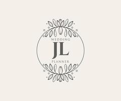 jl initiales lettre collection de logos de monogramme de mariage, modèles minimalistes et floraux modernes dessinés à la main pour cartes d'invitation, réservez la date, identité élégante pour restaurant, boutique, café en image vectorielle vecteur