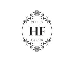 collection de logos de monogramme de mariage lettre initiales hf, modèles minimalistes et floraux modernes dessinés à la main pour cartes d'invitation, réservez la date, identité élégante pour restaurant, boutique, café en image vectorielle vecteur