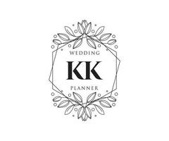 collection de logos de monogramme de mariage lettre initiales kk, modèles minimalistes et floraux modernes dessinés à la main pour cartes d'invitation, réservez la date, identité élégante pour restaurant, boutique, café en image vectorielle vecteur