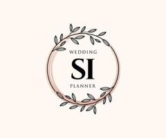 si initiales lettre mariage monogramme logos collection, modèles minimalistes et floraux modernes dessinés à la main pour cartes d'invitation, réservez la date, identité élégante pour restaurant, boutique, café en image vectorielle vecteur