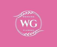 wg initiales lettre mariage monogramme logos collection, modèles minimalistes et floraux modernes dessinés à la main pour cartes d'invitation, réservez la date, identité élégante pour restaurant, boutique, café en image vectorielle vecteur