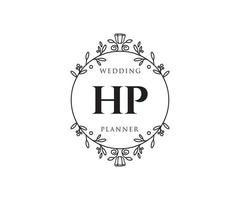 collection de logos de monogramme de mariage lettre initiales hp, modèles minimalistes et floraux modernes dessinés à la main pour cartes d'invitation, réservez la date, identité élégante pour restaurant, boutique, café en image vectorielle vecteur