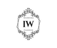 iw initiales lettre collection de logos de monogramme de mariage, modèles minimalistes et floraux modernes dessinés à la main pour cartes d'invitation, réservez la date, identité élégante pour restaurant, boutique, café en image vectorielle vecteur