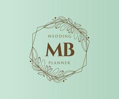 mb initiales lettre collection de logos de monogramme de mariage, modèles minimalistes et floraux modernes dessinés à la main pour cartes d'invitation, réservez la date, identité élégante pour restaurant, boutique, café en image vectorielle vecteur