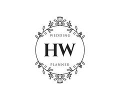 hw initiales lettre mariage monogramme logos collection, modèles minimalistes et floraux modernes dessinés à la main pour cartes d'invitation, réservez la date, identité élégante pour restaurant, boutique, café en image vectorielle vecteur