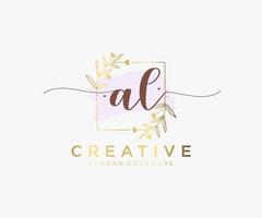 initiale al logo féminin. utilisable pour les logos nature, salon, spa, cosmétique et beauté. élément de modèle de conception de logo vectoriel plat.