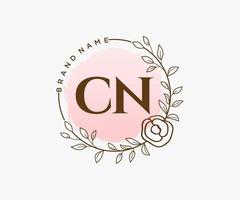 logo féminin cn initial. utilisable pour les logos nature, salon, spa, cosmétique et beauté. élément de modèle de conception de logo vectoriel plat.