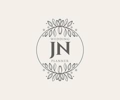 jn initiales lettre mariage monogramme logos collection, modèles minimalistes et floraux modernes dessinés à la main pour cartes d'invitation, réservez la date, identité élégante pour restaurant, boutique, café en image vectorielle vecteur