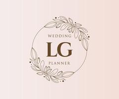 lg initiales lettre collection de logos de monogramme de mariage, modèles minimalistes et floraux modernes dessinés à la main pour cartes d'invitation, réservez la date, identité élégante pour restaurant, boutique, café en image vectorielle vecteur