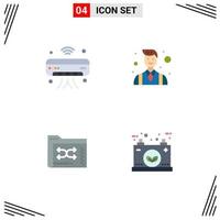 4 icônes créatives signes et symboles modernes de sauvegarde ac fichiers d'homme d'affaires iot éléments de conception vectoriels modifiables vecteur