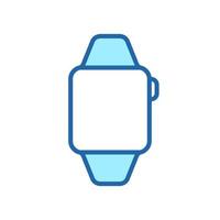 icône de ligne de montre intelligente. montre intelligente portable électronique carrée avec pictogramme de couleur d'écran. montre avec signe de contour de technologie sans fil. appareil montre-bracelet. trait modifiable. illustration vectorielle isolée. vecteur