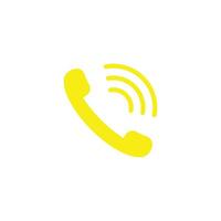 eps10 vecteur jaune appel téléphonique ou téléphone abstrait icône isolé sur fond blanc. contactez-nous ou le symbole de la hotline dans un style moderne et plat simple pour la conception de votre site Web, votre logo et votre application mobile