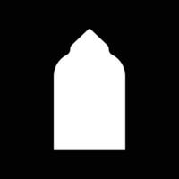 eps10 vecteur blanc icône solide de l'art abstrait de la mosquée islamique isolée sur fond noir. symbole de la religion musulmane dans un style moderne simple et plat pour la conception, le logo et l'application de votre site Web