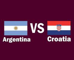 argentine et croatie drapeau emblème avec noms symbole conception amérique latine et europe football final vecteur amérique latine et pays européens équipes de football illustration