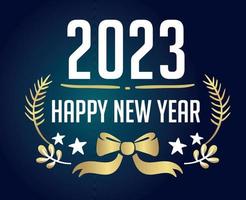 2023 bonne année vacances illustration vecteur abstrait or et blanc avec fond dégradé bleu