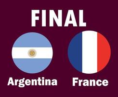 drapeau de l'argentine et de la france avec des noms conception de symbole de football final amérique latine et europe vecteur pays illustration