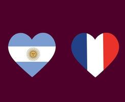 argentine et france drapeau coeur football symbole conception amérique latine et europe vecteur pays illustration