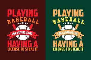 conception de t-shirt de lettrage de baseball vecteur