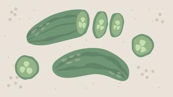 concombre dessiné à la main dans un style dessin animé. éléments alimentaires verts. illustration vectorielle isolée sur fond blanc vecteur