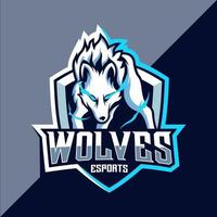 création de logo esport loup blanc vecteur