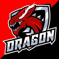 logo esport tête de dragon rouge vecteur